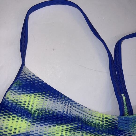 Nike Swim Top NESS57228 Size M Blue Volt Neon Yellow Bikini Sport Bra NWT - Picture 6 of 14
